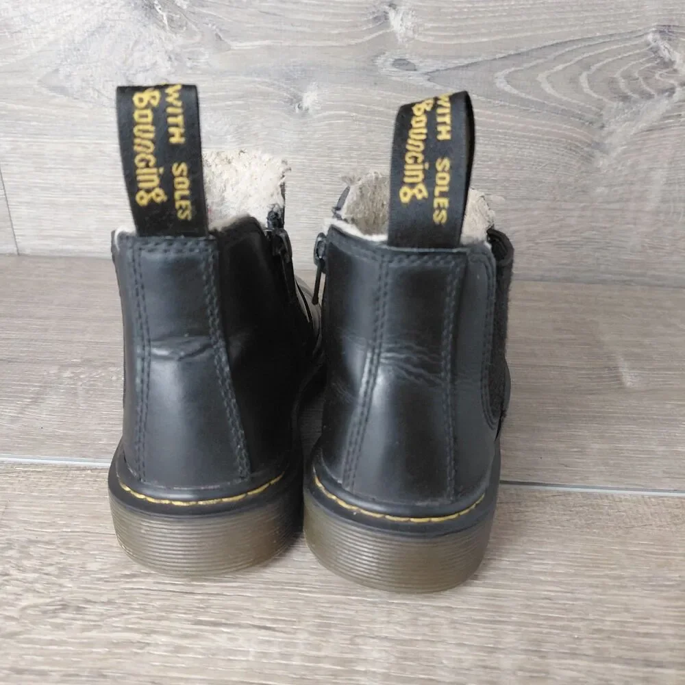 Dr. Martens 2976 Chelsea Boots Kids Size 12 Black Leather Leonore Side Zip Ankle